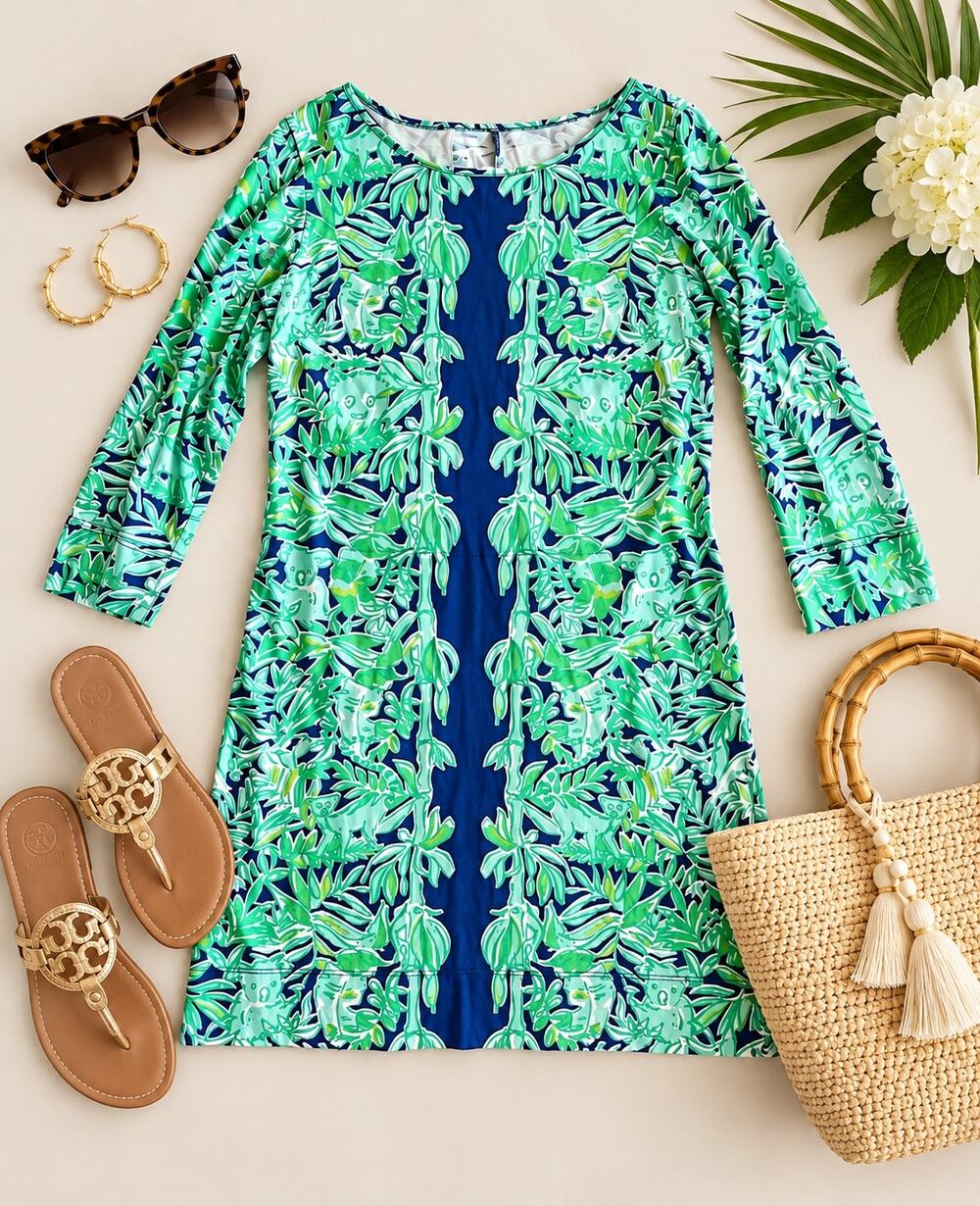 Lilly Pulitzer Marlowe T-Shirt Dress Koala of the Wild Print XS UPF 50+ Resort